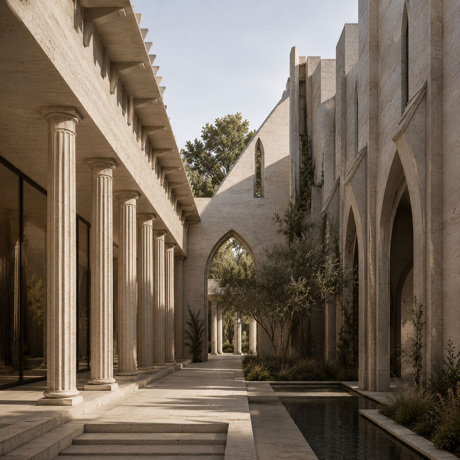 Long-lasting colonnaded walkway